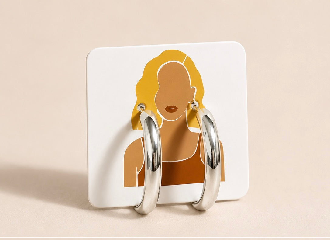 Aro argolla diseño baño plata