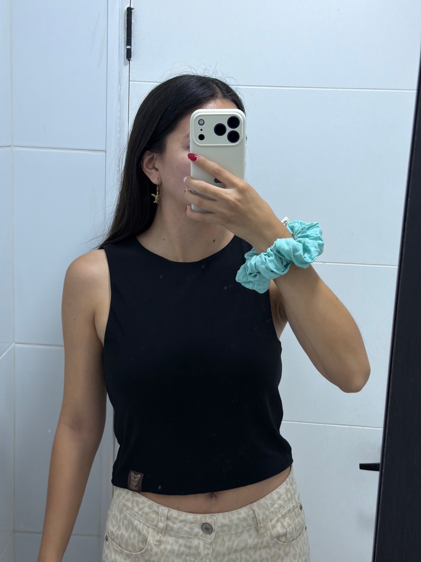 Halter top negro Lycra fría