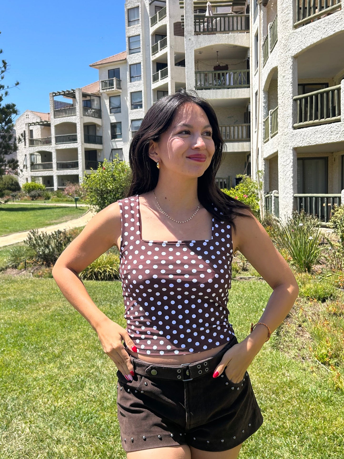Top escote cuadrado polka dots