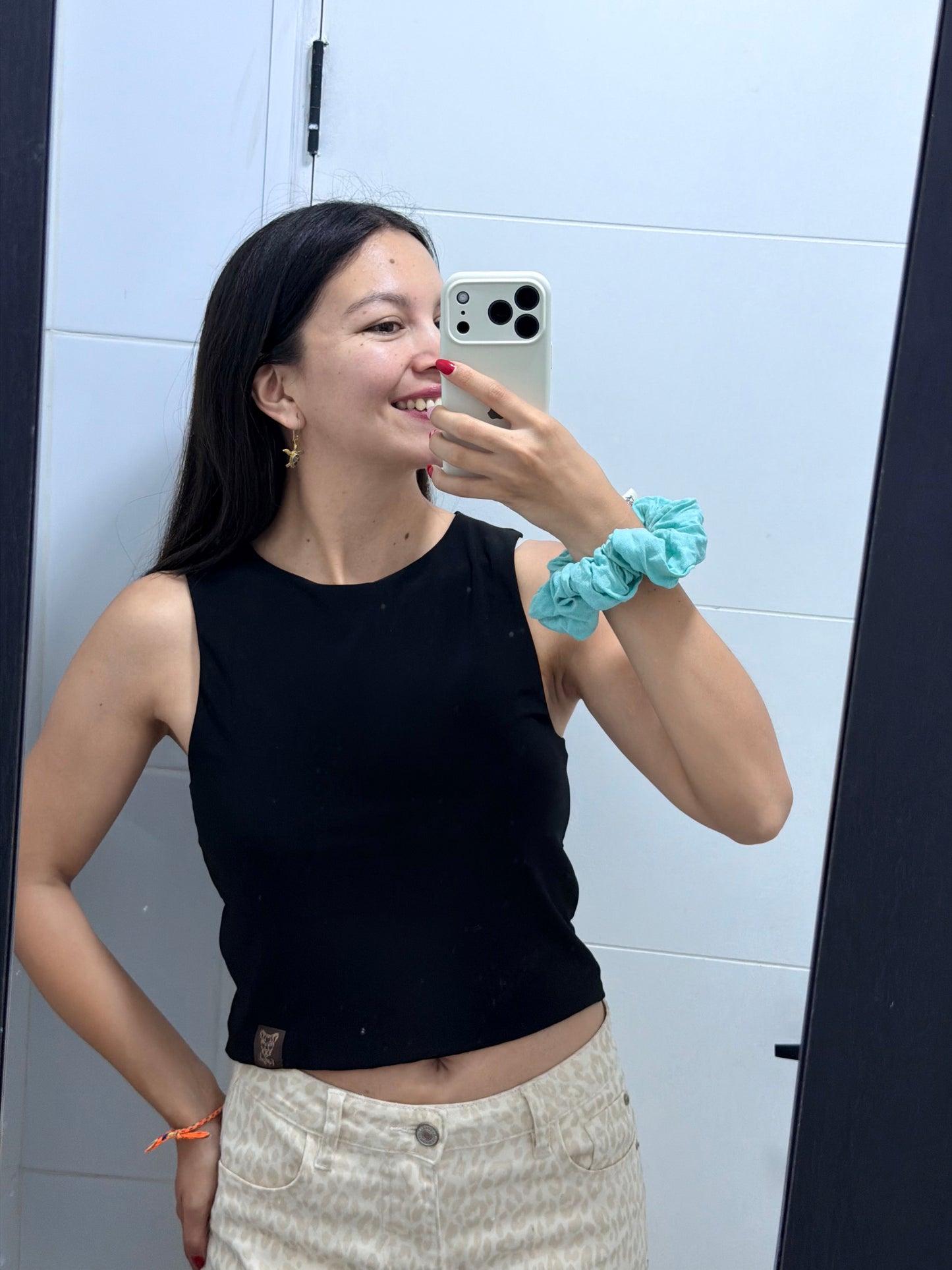 Halter top negro Lycra fría