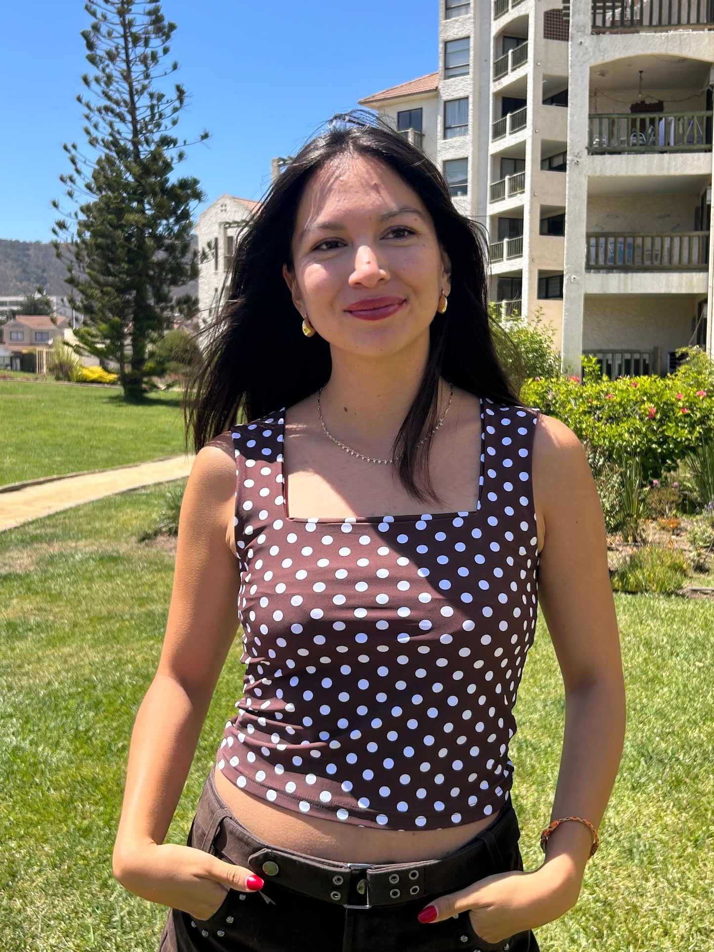 Top escote cuadrado polka dots