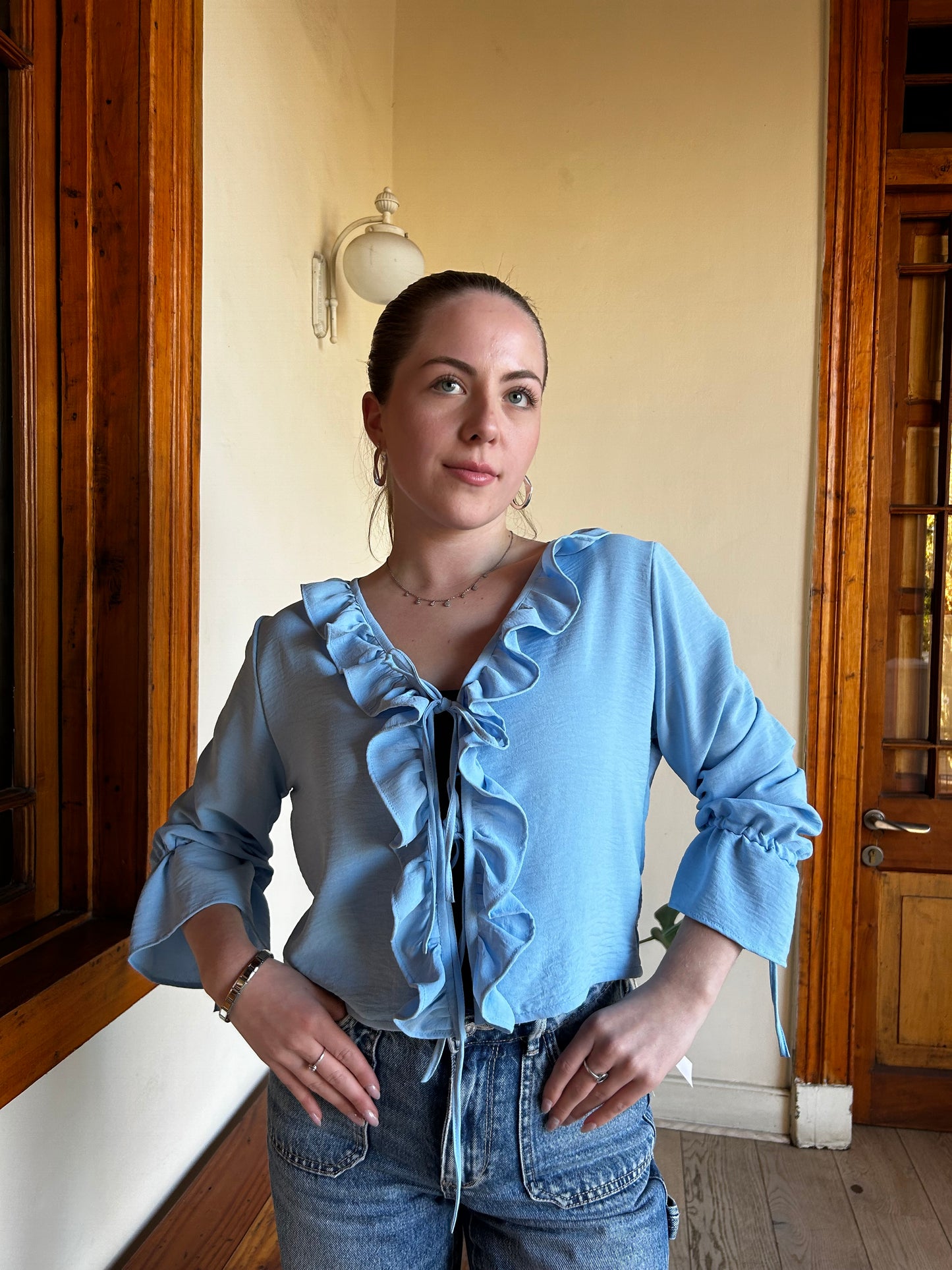 Camisa Fiore celeste