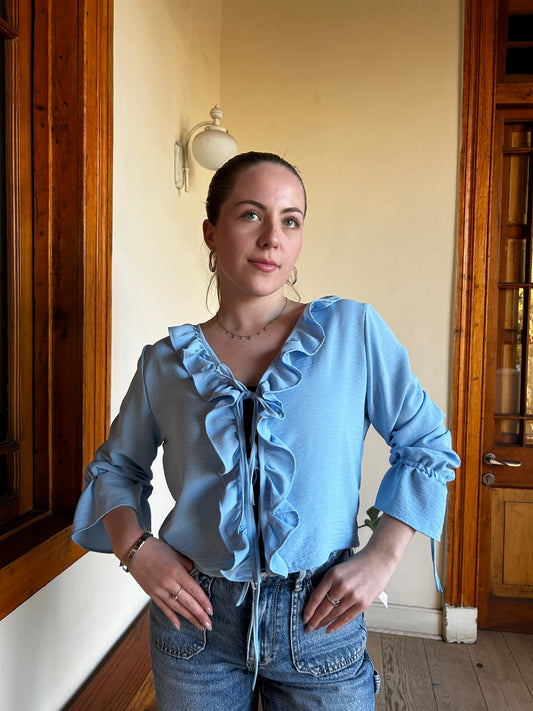 Camisa Fiore celeste
